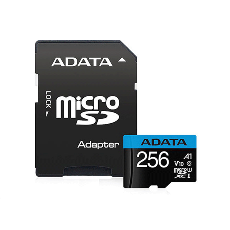 کارت حافظه‌ microSDXC ای دیتا مدل premier کلاس 10 استاندارد UHS-I U1 سرعت 100MBps ظرفیت 256 گیگابایت به همراه آداپتور SD