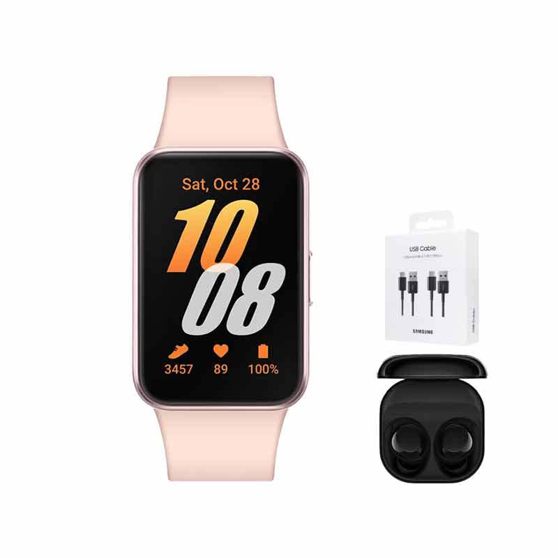 ساعت هوشمند سامسونگ مدل  Galaxy Fit3 40mm + هدفون بلوتوثی سامسونگ مدل Galaxy Buds Core + کابل سامسونگ دو عددی کد (VAL051)