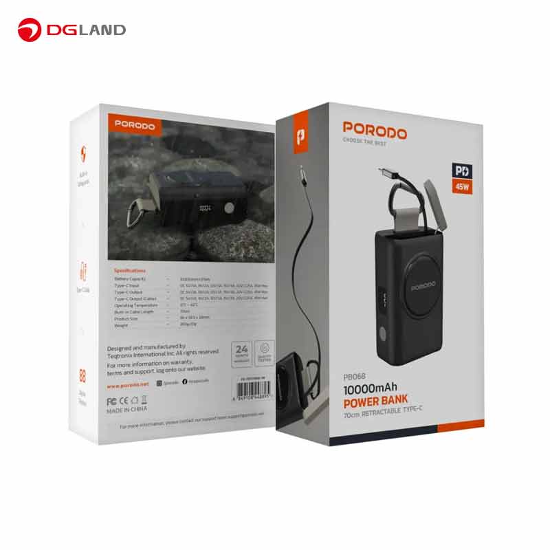 پاوربانک پرودو مدل PB068 ظرفیت 10000 هزار میلی‌ آمپر ساعت