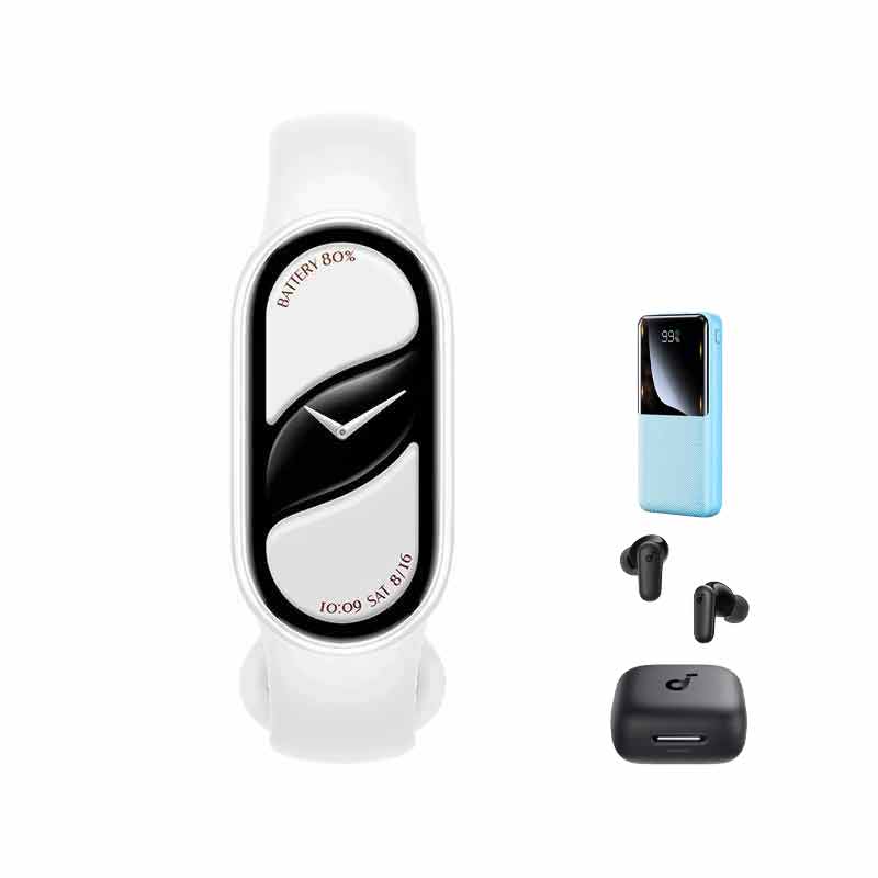 مچ بند هوشمند شیائومی مدل Mi Band 10  با بند سیلیکونی + هدفون بلوتوثی انکر مدل R50i NC A3959 + شارژر همراه ریمکس مدل Rpp-623 کد (VAL060)