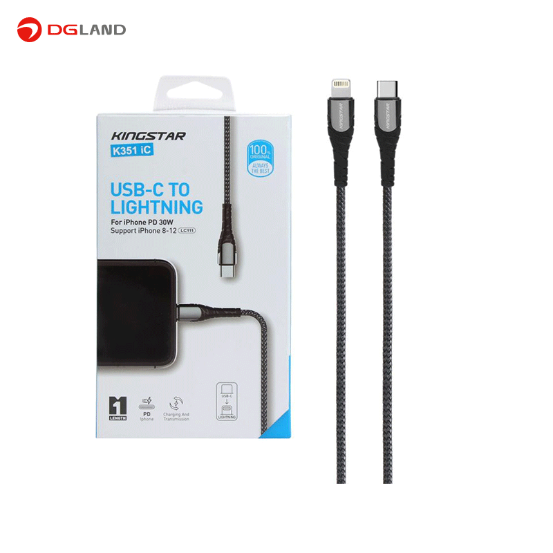 کابل تبدیل USB-C به Lightning کینگ استار مدل K351 iC طول 1 متر