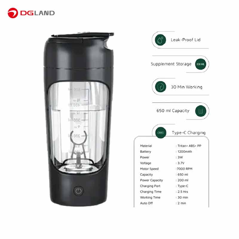 شیکر شارژی قابل حمل گرین لاین مدل Protein Mixer GNPRSH650M گنجایش 0.65 لیتر
