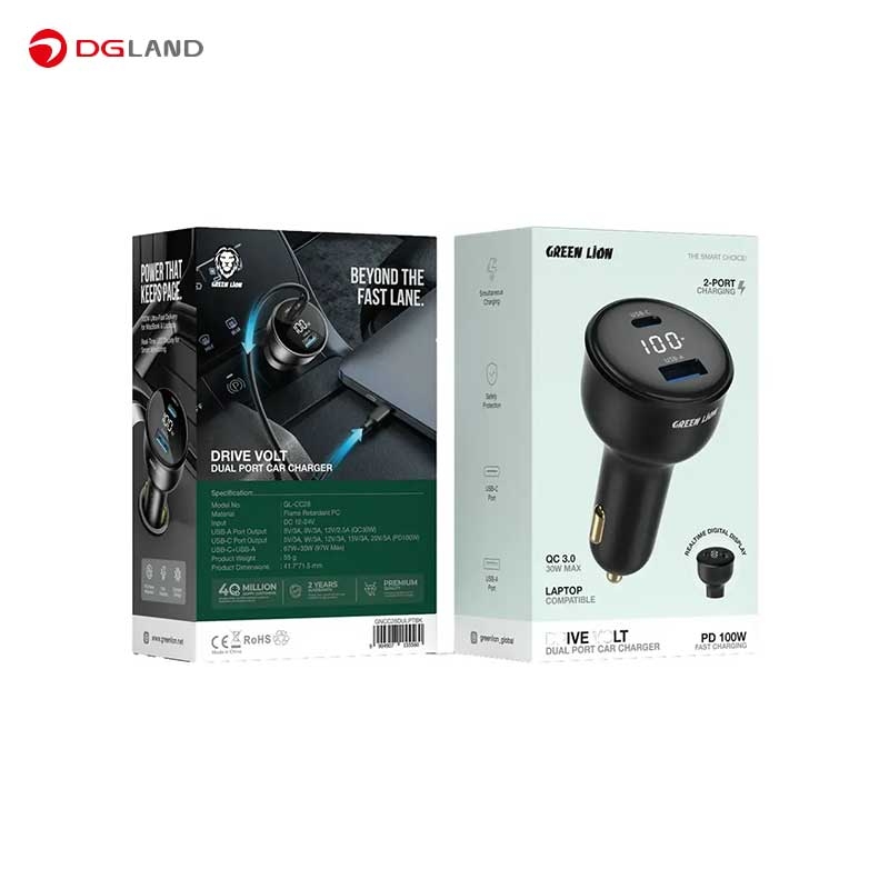 شارژر فندکی 28 وات گرین لاین مدل GNCC28DULPT
