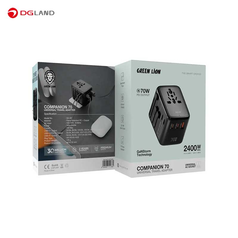 آداپتور  شارژ مسافرتی  گرین لاین مدل Companion 70 Universal GNCMP70WTA