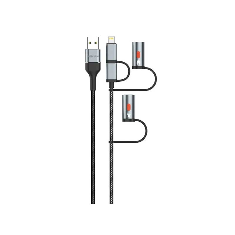 کابل شارژ  60 وات یو اس بی به تایپ سی و لایتنینگ گرین لاین مدل 6 در 1 GN6N1CBLE