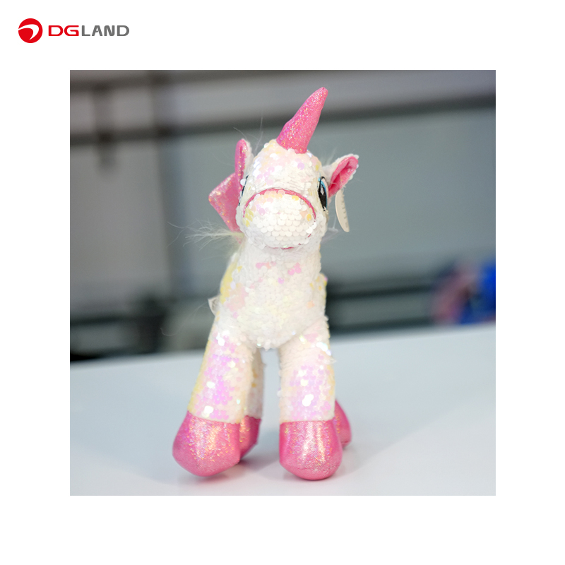 عروسک اسب پولکی مدل یونیکورن ارتفاع 23 سانتی متر