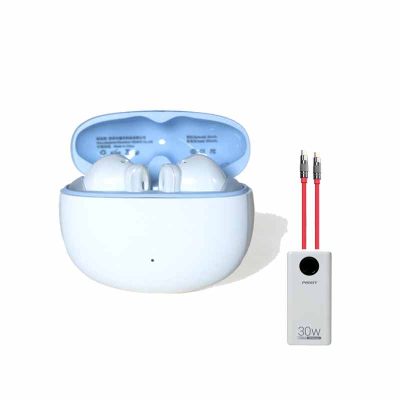 هدفون بلوتوثی ریمکس مدل COZY PODS W 21 N + پاوربانک پایزن مدل TS-D337 + کابل شارژ  ریمکس مدل Wefon RC-C055 کد (VAL024)