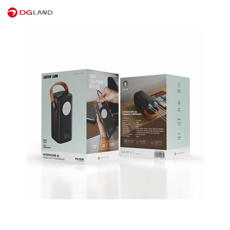 پاور بانک 65 وات گرین لاین مدل Hyper Core 40 GNHYPCO40 ظرفیت ۴۰۰۰۰ میلی‌آمپر ساعت