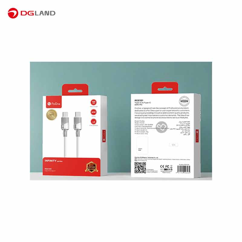 کابل شارژ  USB-C به USB-C پرووان مدل PCC131 طول 1 متر