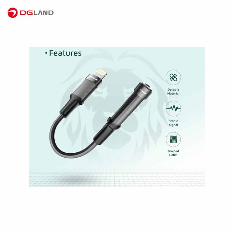 تبدیل گرین لاین مدل  Earphone Adapter Lightning To 3.5 Audio jack GNEARADLTAUX 