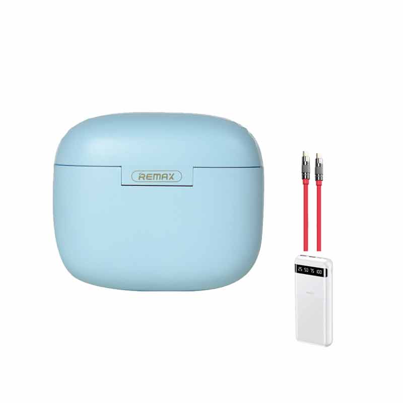 هدفون بلوتوثی ریمکس مدل CozyBuds 2E + پاوربانک ریمکس مدل RPP 11 + کابل شارژ ریمکس مدل Wefon RC-C055 کد (VAL009)
