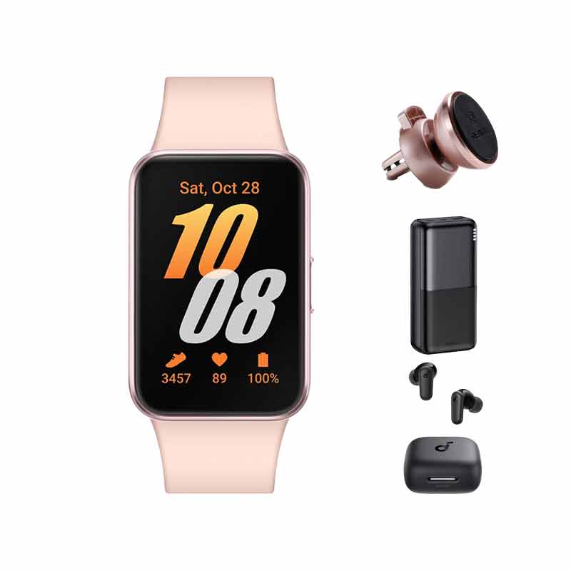 ساعت هوشمند سامسونگ مدل  Galaxy Fit3 40mm + هدفون بلوتوثی انکر مدل R50i NC A3959 + پاوربانک ریمکس مدل RPP-177 + پایه نگهدارنده گوشی موبایل ریمکس مدل RM-C19 کد (VAL054)