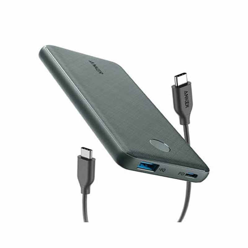 پاوربانک 20 وات انکر مدل PowerCore Slim Essential A1245613 ظرفیت 10000 میلی آمپر ساعت به همراه کابل تایپ سی به تایپ سی