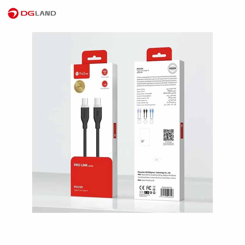 کابل شارژ  USB-C به USB-C پرووان مدل PCC121 طول 1 متر 