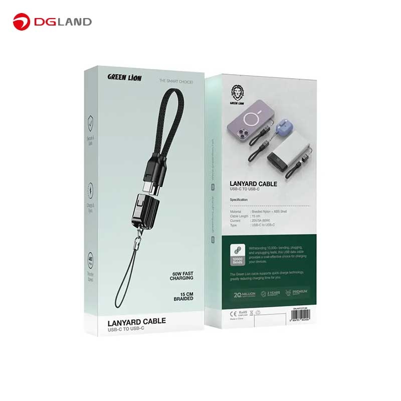 کابل 60 وات تایپ سی گرین لاین مدل Lanyard GNLANTC2T