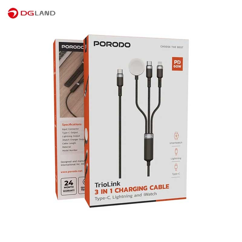 کابل شارژ 3 در 1 پرودو مدل Trio Link PDCCLWC60W
