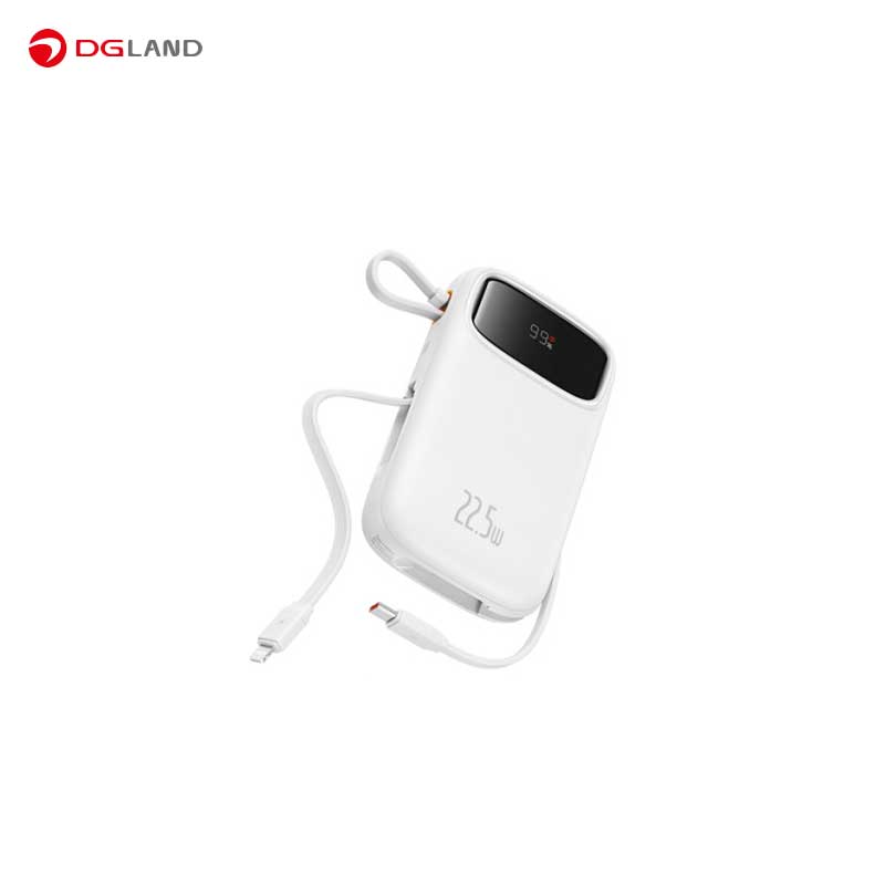 پاوربانک 22.5 وات بیسوس مدل QPow2 Built-in Dual Lightning and Type-C Cables ظرفیت 20000 میلی آمپر ساعت