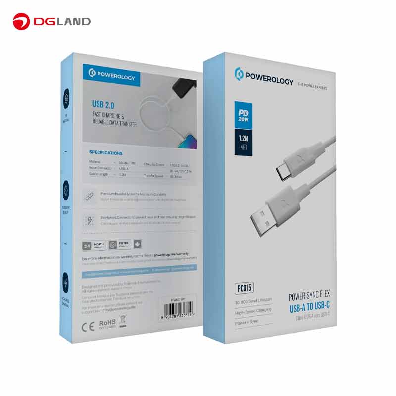 کابل فست شارژ USB-C پاورولوژی مدل Power Sync Flex PCAB015 طول 1.2 متر