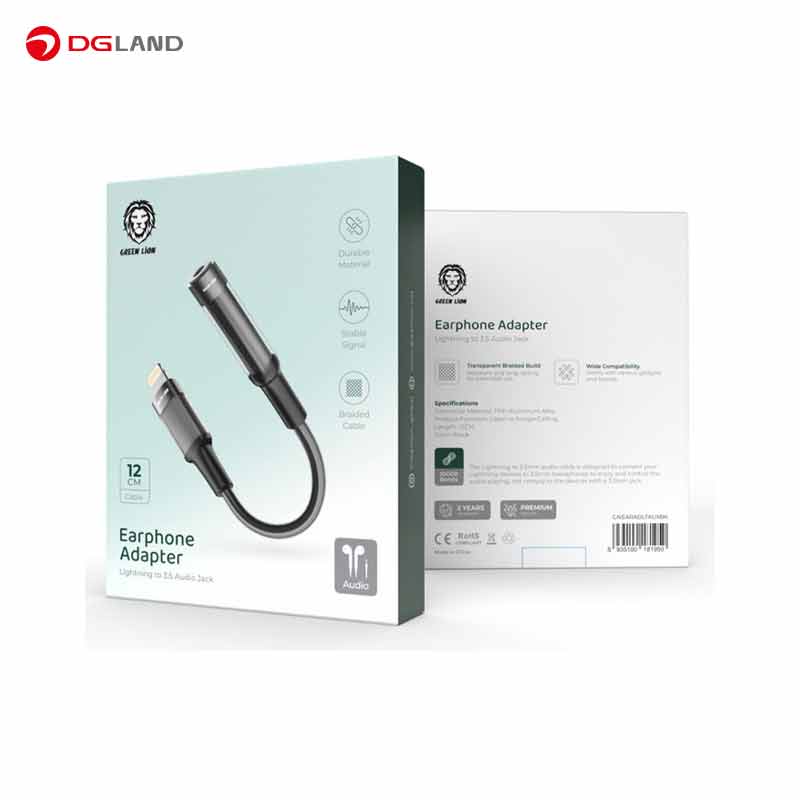 تبدیل گرین لاین مدل  Earphone Adapter Lightning To 3.5 Audio jack GNEARADLTAUX 