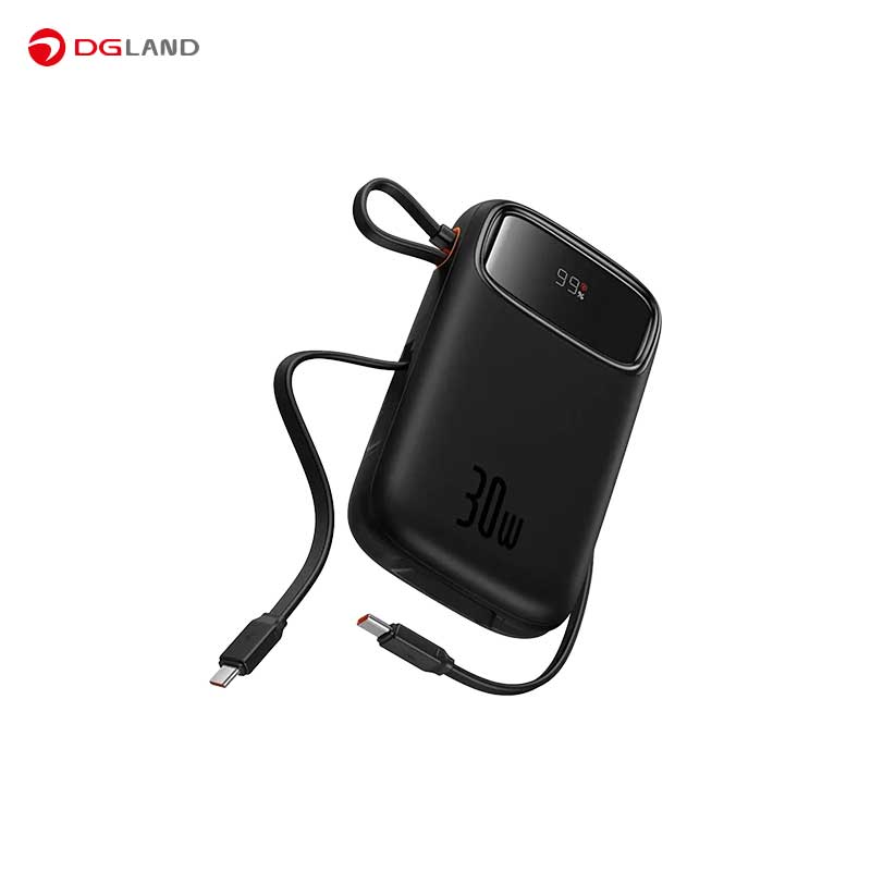 پاوربانک 30 وات بیسوس  مدل Qpow2 Dual Cable ظرفیت 10000 میلی آمپر ساعت