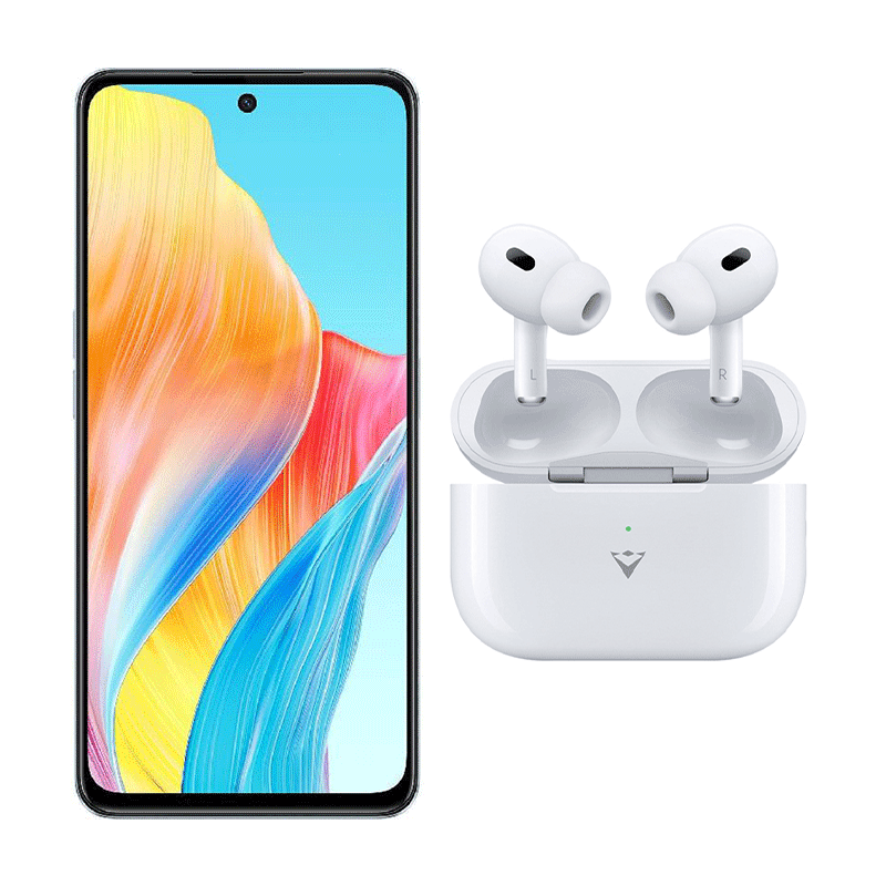 پکیج گوشی موبایل اوپو مدل A98 5G دو سیمکارت با ظرفیت 256 گیگابایت و رم 8 گیگابایت و هندزفری بی‌ سیم ویزارو مدل Vi-Style Pro
