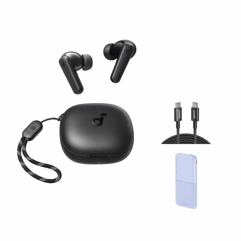 هدفون بلوتوثی انکر مدل R50i A3949 T +پاوربانک ریمکس مدل RPP-23 + کابل  انکر مدل A8756 طول 1 متر  کد (VAL007)