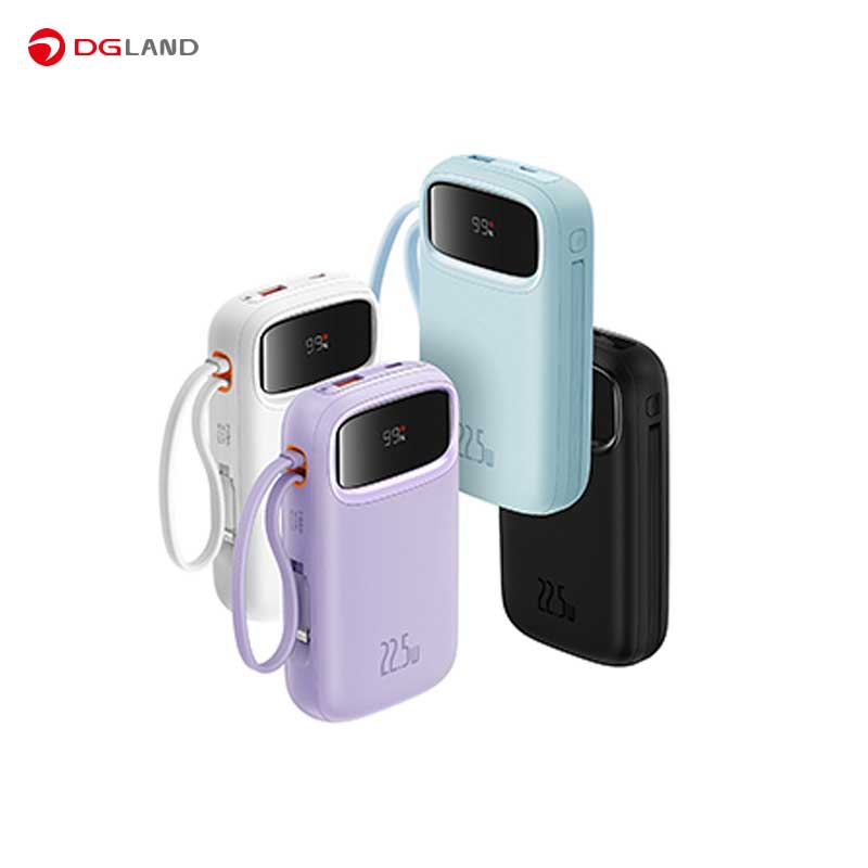 پاوربانک 22.5 وات بیسوس مدل QPow2 Built-in Dual Lightning and Type-C Cables ظرفیت 20000 میلی آمپر ساعت