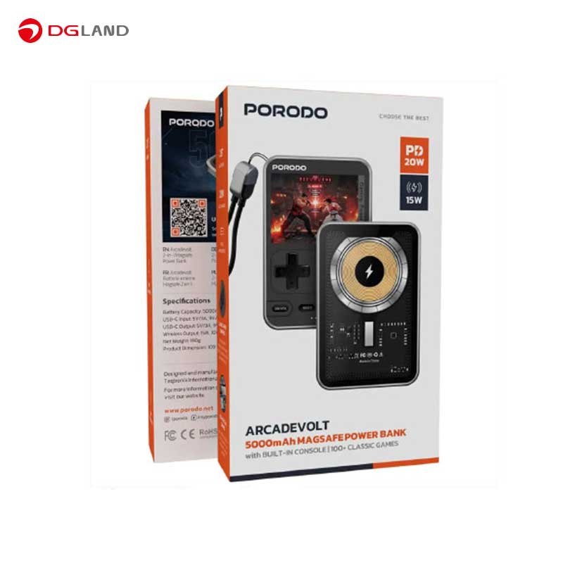 پاوربانک مگ سیف و کنسول بازی پرودو مدل PBPBXH003 Arcadevolt 5   ظرفیت 5000 میلی آمپر ساعت