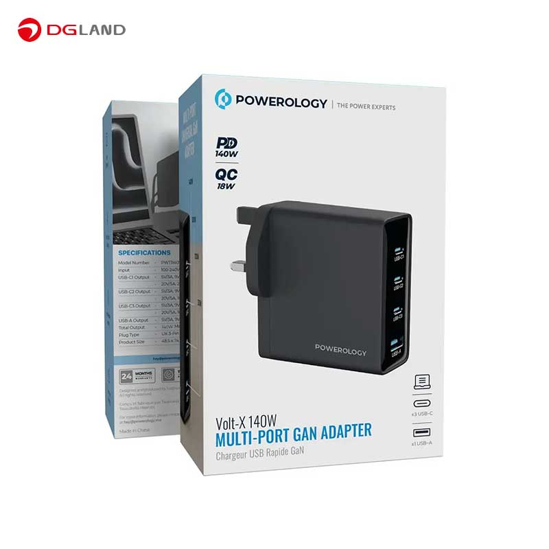 شارژر دیواری چند پورت 140W پاورولوژی مدل Volt-X PWTR407E