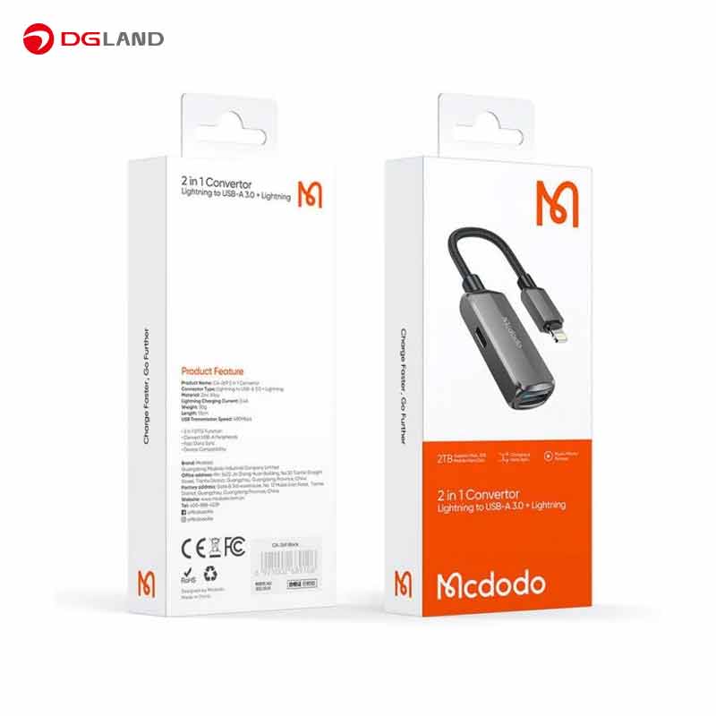 مبدل 2 در 1 Lightning به USB-A 3.0 مک دودو مدل CA-269