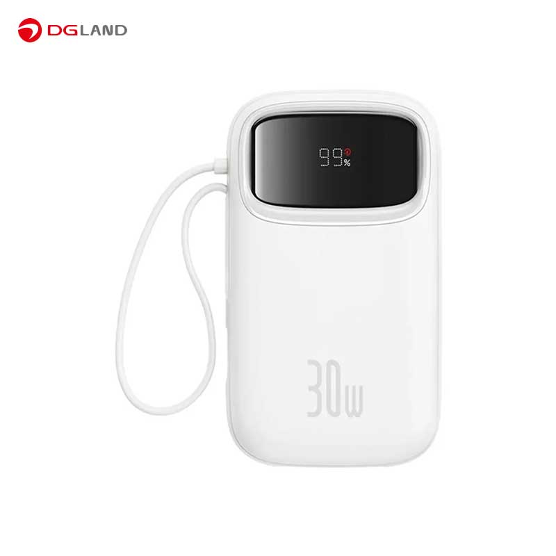 پاوربانک 30 وات بیسوس  مدل Qpow2 Dual Cable ظرفیت 10000 میلی آمپر ساعت