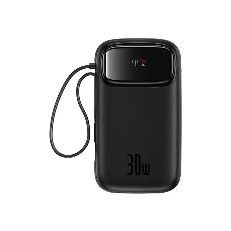 پاوربانک 30 وات بیسوس  مدل Qpow2 Dual Cable ظرفیت 10000 میلی آمپر ساعت