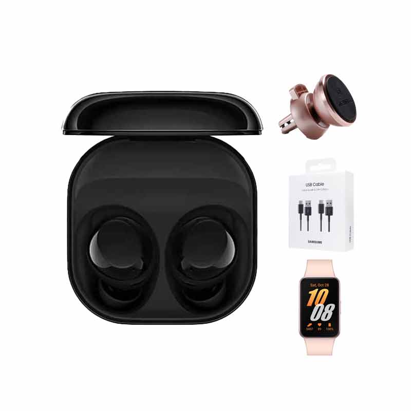 هدفون بلوتوثی سامسونگ مدل Galaxy Buds Core + ساعت هوشمند سامسونگ مدل  Galaxy Fit3 40mm + کابل سامسونگ پک دو عددی + پایه نگهدارنده  ریمکس مدل RM-C19 کد (VAL053)