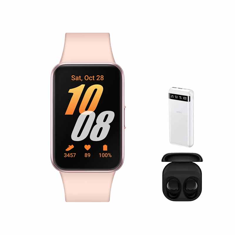 ساعت هوشمند سامسونگ مدل  Galaxy Fit3 40mm + هدفون بلوتوثی سامسونگ مدل Galaxy Buds Core + پاوربانک ریمکس مدل RPP 11 کد (VAL050)