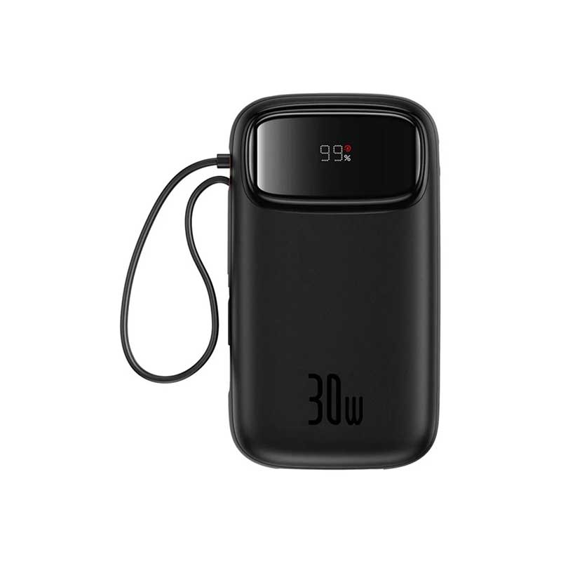 پاوربانک 30 وات بیسوس مدل QPow2  Built-in Dual Type-C Cable ظرفیت 20000 میلی آمپر ساعت