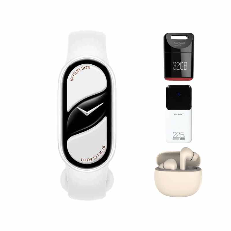 مچ بند هوشمند شیائومی مدل Mi Band 10 + هندزفری شیائومی مدل Redmi Buds 4 Active + پاوربانک  پایزن مدل TP-D040 + فلش مموری سیلیکون پاور مدل Touch T06 کد (VAL048)