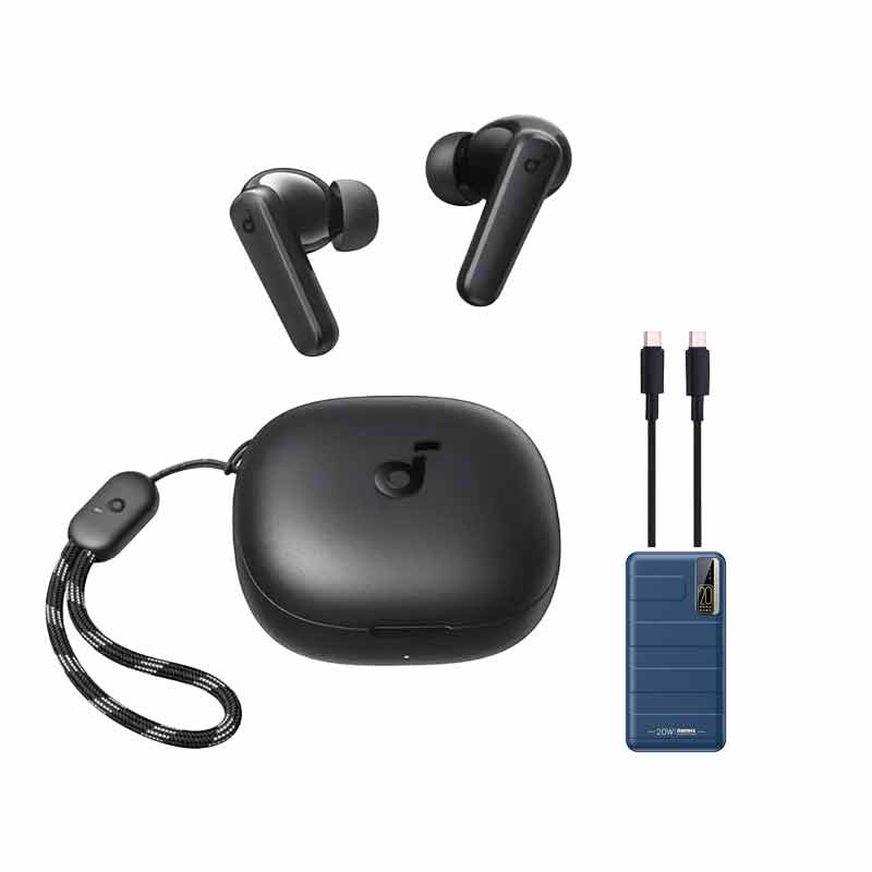 هدفون بلوتوثی انکر مدل R50i A3949 +شارژر همراه ریمکس مدل Noah RPP-316 +کابل پرودو مدل CBL007 کد (VAL011)