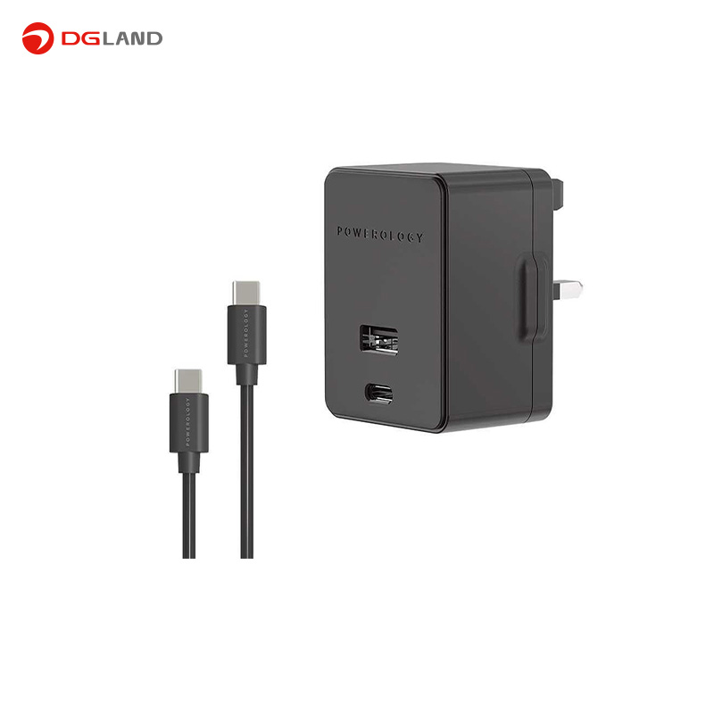 آداپتور شارژ سریع پاورولوژی همراه با کابل مدل Ultra-Quick PD 20W Charger Dual ports Total Output 36W model: P36PDQUKBK آداپتور شارژ سریع پاورولوژی همراه با کابل مدل Ultra-Quick PD 20W Charger Dual ports Total Output 36W model: P36PDQUKBK