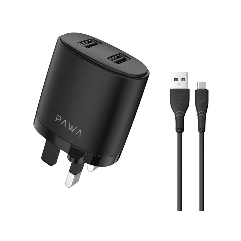 شارژر پاوا مدل Dual USB Port 2.4A به همراه کابل تایپ سی شارژر پاوا مدل Dual USB Port 2.4A به همراه کابل تایپ سی