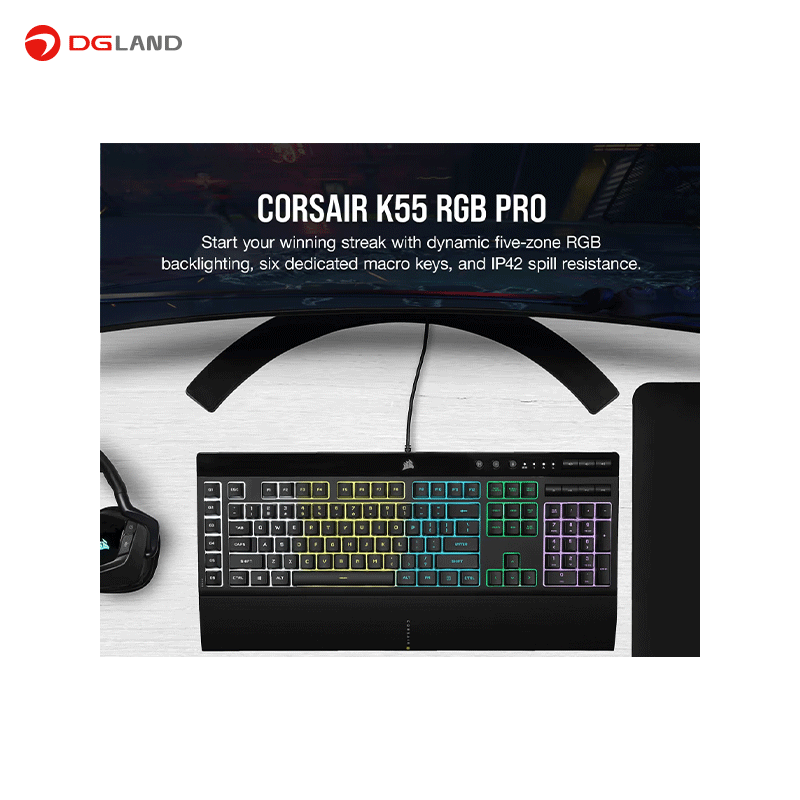 کیبورد مخصوص بازی کورسیر مدل K55 RGB PRO کیبورد مخصوص بازی کورسیر مدل K55 RGB PRO