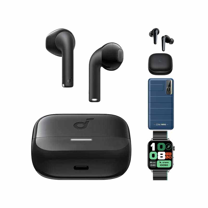 هندزفری بلوتوثی انکر مدل Soundcore Liberty 5 A3957 + ساعت هوشمند شیائومی مدل Glorimi GS2 X + شارژر همراه ریمکس مدل Noah RPP-316 + هدفون بلوتوثی انکر مدل K20i A3994 کد (VAL066)