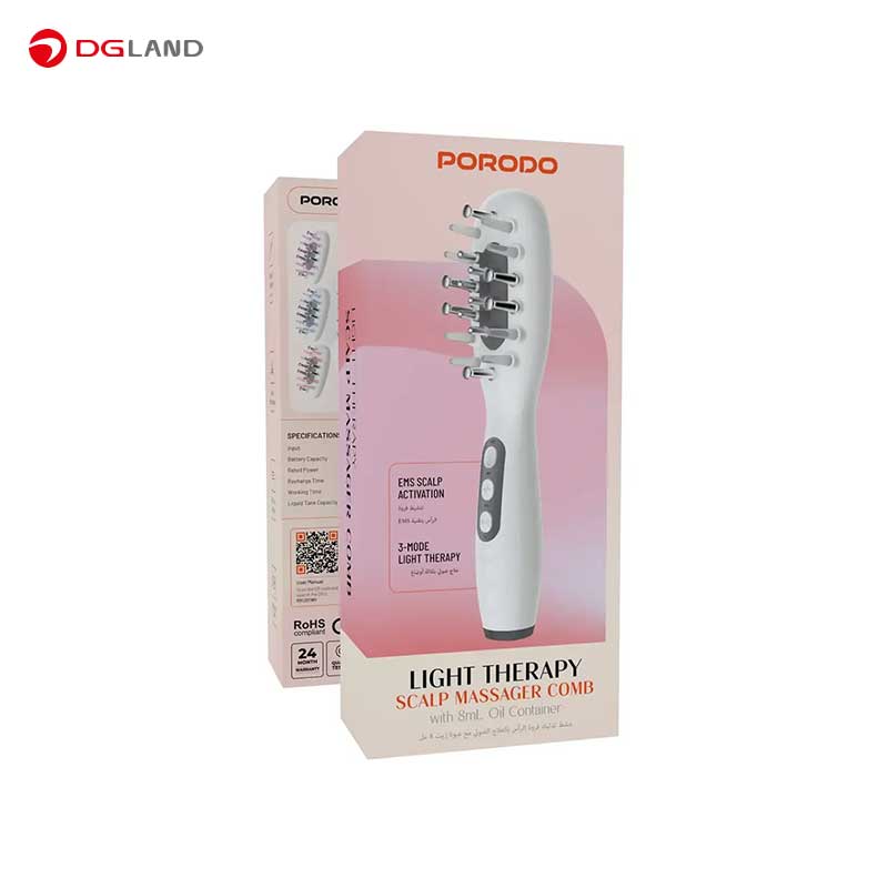 شانه ماساژ پوست سر پرودو مدل Light TherapyPDFLSTF1 با بطری روغن 8 میلی لیتری شانه ماساژ پوست سر پرودو مدل Light TherapyPDFLSTF1 با بطری روغن 8 میلی لیتری
