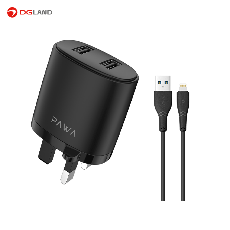 شارژر پاوا مدل Dual USB Port 2.4A به همراه کابل لایتنینگ شارژر پاوا مدل Dual USB Port 2.4A به همراه کابل لایتنینگ