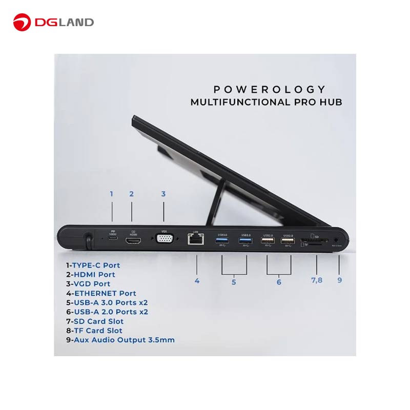 پایه نگهدارنده لپ تاپ پاورولوژی مدل PWPROHUB پایه نگهدارنده لپ تاپ پاورولوژی مدل PWPROHUB