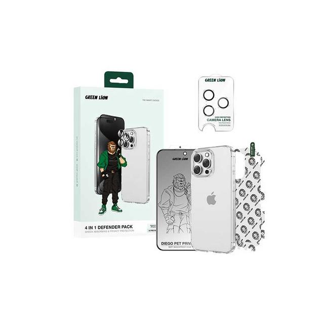پک محافظ ۴ در ۱ گرینلاین مدل Defender Pack Privacy GN4N1DP16P آیفون 16 پرو