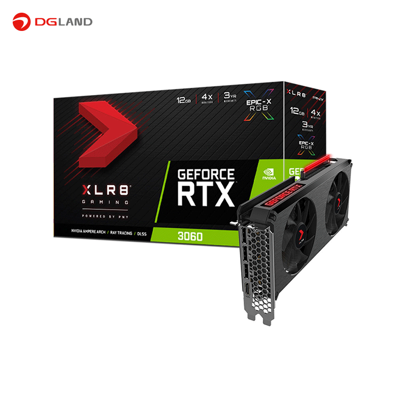 کارت گرافیک پی ان وای مدل GeForce RTX 3060 12GB XLR8 Gaming REVEL EPIC-X RGB کارت گرافیک پی ان وای مدل GeForce RTX 3060 12GB XLR8 Gaming REVEL EPIC-X RGB