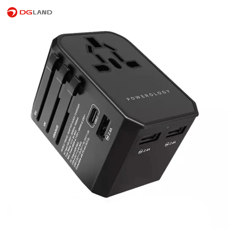 مجموعه شارژر مسافرتی پاورولوژی مدل Universal Multi-Port Travel Adapter PD45W P45PDUTVBK مجموعه شارژر مسافرتی پاورولوژی مدل Universal Multi-Port Travel Adapter PD45W P45PDUTVBK