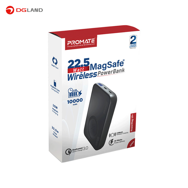 شارژر همراه پرومیت مدل +PowerMag-10 ظرفیت 10000 میلی آمپر ساعت شارژر همراه پرومیت مدل +PowerMag-10 ظرفیت 10000 میلی آمپر ساعت