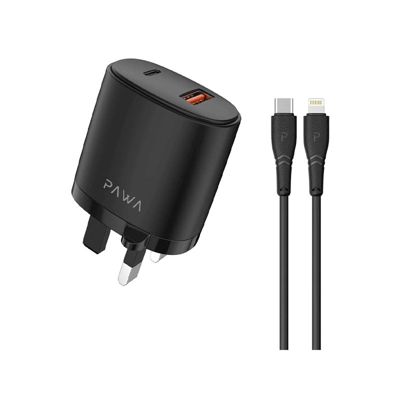 شارژر پاوا مدل PD + QC3.0 به همراه کابل لایتنینگ شارژر پاوا مدل PD + QC3.0 به همراه کابل لایتنینگ