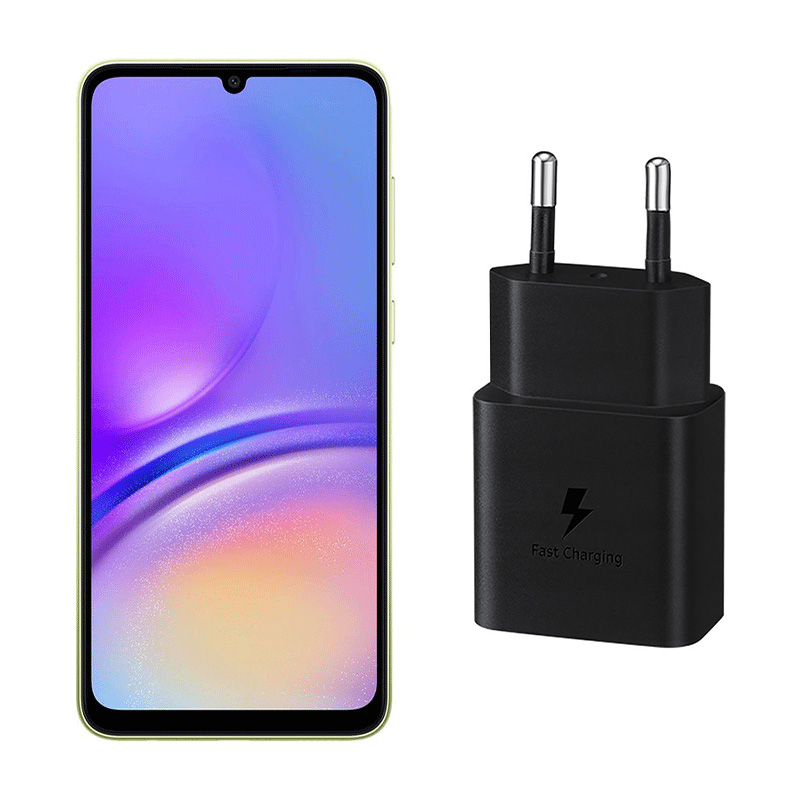پکیج گوشی موبایل سامسونگ مدل Galaxy A05 ظرفیت 64 گیگابایت و رم 4 گیگابایت به همراه شارژر سامسونگ 15 وات مدل EP-T1510 همراه با کابل تایپ سی پکیج گوشی موبایل سامسونگ مدل Galaxy A05 ظرفیت 64 گیگابایت و رم 4 گیگابایت به همراه شارژر سامسونگ 15 وات مدل EP-T1510 همراه با کابل تایپ سی